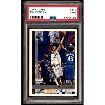 Tim Duncan Rookie Card 1997-98 Topps #115 PSA 9