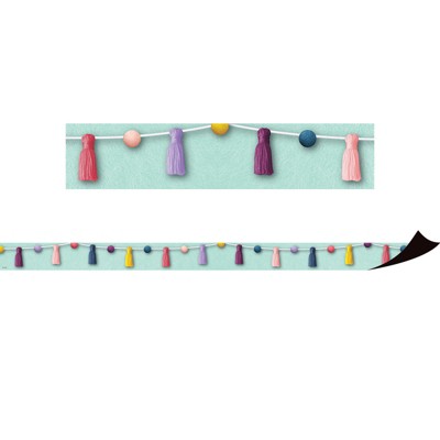 Teacher Created Resources Oh Happy Day Pom-Poms and Tassels Magnetic Border, 24 Feet (Pack of 2)