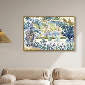 Art Remedy Golden Henri Edmond Cross - Garden at Saint Clair Impresionism Landscape Wall Art, 45" x 30", Gold Frame - 1 of 4
