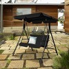 Costway Loveseat Patio Canopy Swing Glider Hammock Cushioned Steel Frame Outdoor Black - 4 of 4