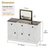 Fredees Vanity Desk: Flip Top Mirror, Lights, 2 Adjustable Cabinets, 2 Drawers, Hidden Storage Stool, Charging Dressing Table Set - 2 of 4