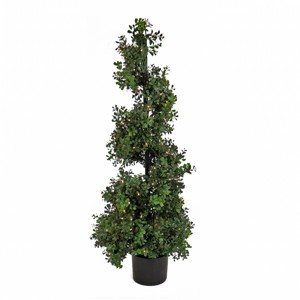 National Tree Company 50" Pre-Lit Boxwood Spiral Topiary in Nursery Pot Artificial Tree: Faux Polyethylene, Indoor/Outdoor Use - 1 of 3