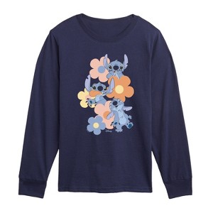 Boys' - Disney - Stitch Pop Flowers Long Sleeve Graphic T-Shirt - 1 of 3