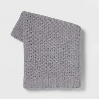 Solid Chenille Knit Throw Blanket Gray - Threshold™