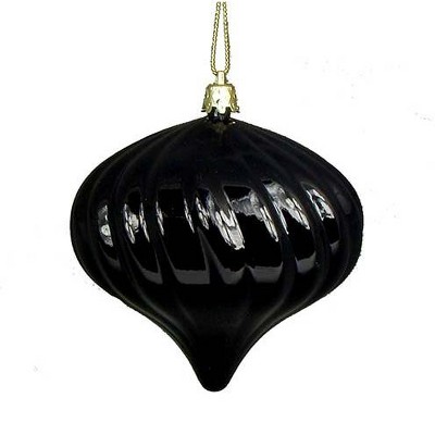 Northlight 4ct Shiny Swirl Shatterproof Onion Drop Christmas Ornament Set 4" - Black