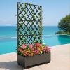 Metal Planter Box with Diamond Lattice Trellis, Raised Garden Bed with Privacy Screen for Climbing Plants, Outdoor Patio Planter on Wheels - 2 of 4