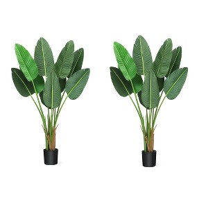 Whizmax Artificial Tree Bird of Paradise Artificial Plant 4 Feet Faux Plant with 8 Trunks Artificial Banana Leaf Plants in Pot for Home Decor - 1 of 4