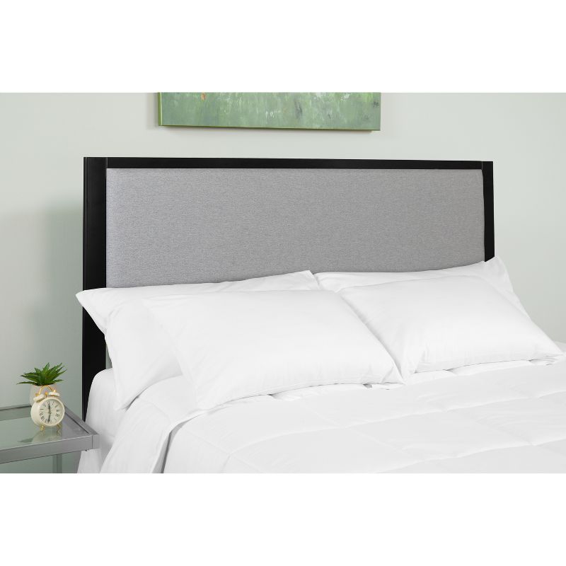 Emma and Oliver Full Size Metal Headboard - Lt Gray Fabric Upholstery Fits Standard Bed Frames, 4 of 12