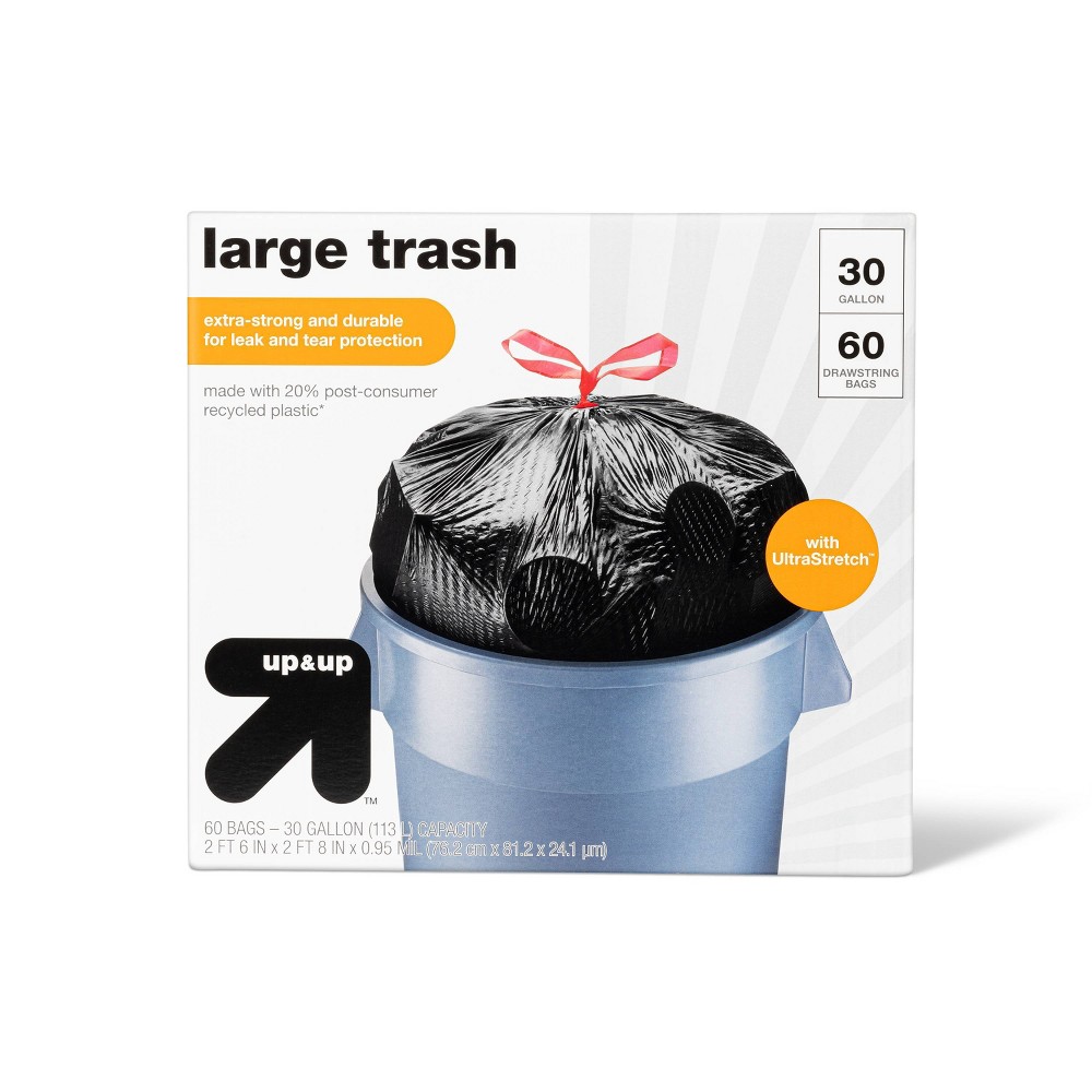 Large Drawstring Trash Bags - 30 Gallon/60ct - up & up™
