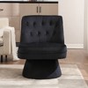Beautyolove Black Velvet Upholstered Button Tufted Swivel Barrel Chair Accent Chair with Solid Wood Frame - 2 of 4