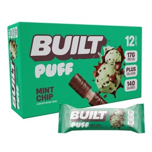 Built Bar Puff Collagen Protein Bars - Gluten Free, Mint Chip - 12ct - 1 of 4