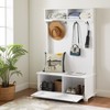 Racxily Modern Hall Tree with Shoe Rack & Coat Hooks, Entryway Bench with Open Shelves & Cabinets, White - 3 of 4