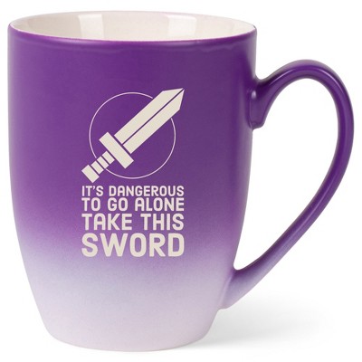 100 North Legendary Hero's 10 Ounce Purple and White Two Toned Ombre, Comfortably Fits Your Hands, Ceramic Tea Coffee Cup Mug, It's Dangerous To Go