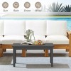 Outdoor Coffee Table Rectangle, HDPS Patio Coffee Tables for Outside, All Weather Patio Coffee Table with Slatted Tabletop for Garden, Balcony Black - 3 of 4
