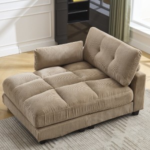 Oversized Corduroy Sleeper Sofa Chaise Lounge with USB Charging, Cup Holder, and Side Pocket - 1 of 4