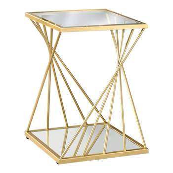 Rathlin Glass Top Side Table with Glass Top Gold - miBasics