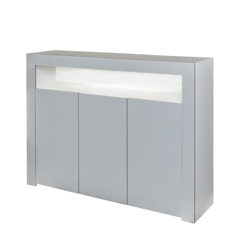 Modern Wooden Sideboard With LED Lights And 3 Doors For Living Room, Kitchen Or Hallway - ModernLuxe, 4 of 9