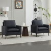 Set of 2 Faux Leather Lounge Chairs, Modern Retro Upholstered Single Sofa Armchairs with Cushions for Living Room or Bedroom-Koiai - 2 of 4