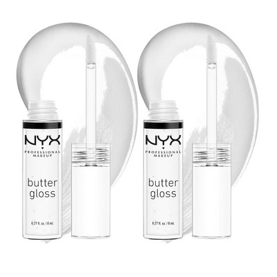 NYX PROFESSIONAL MAKEUP Butter Gloss (54 Sugar Glass | Clear) Non-Sticky Lip Gloss | Smooth Formula | Non-Sticky | High Shine Finish  (PACK OF 2)