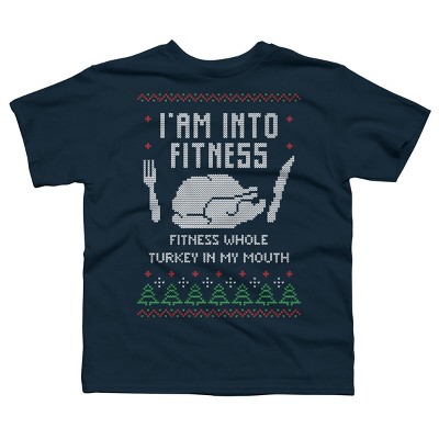 Boy's Design By Humans Fitness Whole Turkey Ugly Christmas Sweater By shirtpublic T-Shirt