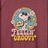 Women's - Peanuts - Feelin Groovy Snoopy And Woodstock Lightweight French Terry Wide Neck Long Sleeve Shirt - 2 of 4