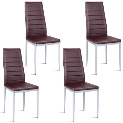 Costway Set of 4 PU Leather Dining Side Chairs Elegant Design Home Furniture White/Black/Brown