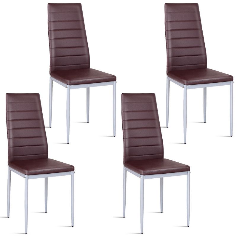 Costway Set of 4 PU Leather Dining Side Chairs Elegant Design Home Furniture White/Black/Brown, 1 of 11