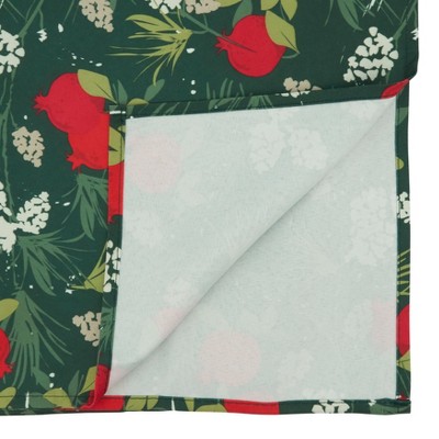 Holiday Pomegranate Red & Green Fabric Tablecloth