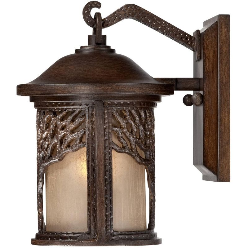 John Timberland Rustic Outdoor Wall Light Fixture Bronze 9 1/2" Tree Etched Glass Sconce for Exterior House Deck Patio Porch Lighting, 5 of 10