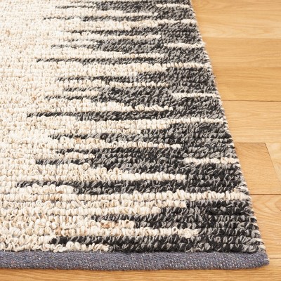 Bleach and Black Handmade Jute Wool Square Area Rug 6'x6'
