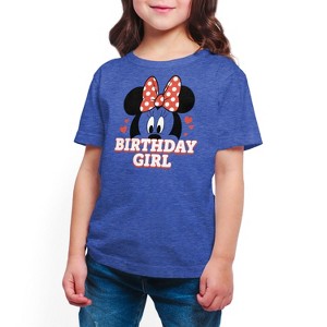 Girls' - Disney - Minnie Face Birthday Girl Short Sleeve Graphic T-Shirt - 1 of 3