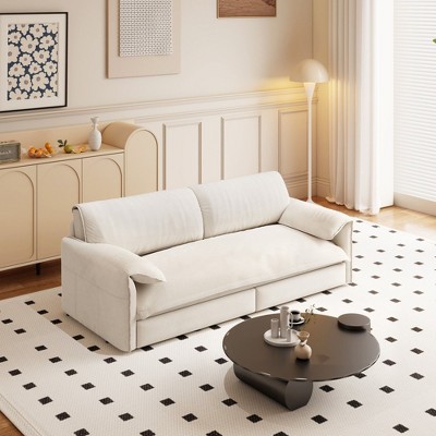 Okak 66" Queen 3-in-1 Pull Out Sofa Bed, Velvet Loveseat Bed, Convertible Sleeper Sofa with Side Storage for Living Room,Bedroom,Apartment, Beige