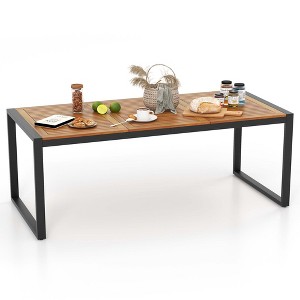 Costway 79" Acacia Wood 8-Person Patio Table with 1.9" Umbrella Hole, Adjustable Foot Pads - 1 of 4