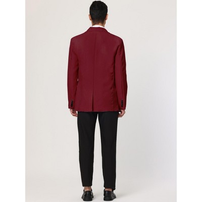 Lars Amadeus Men's Dress Slim Fit Blazer Single Breasted One Button Suit Sports Coat Small Burgundy — фото 5