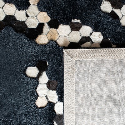 Manhattan Black and White Hand-Knotted Wool Shag Rug