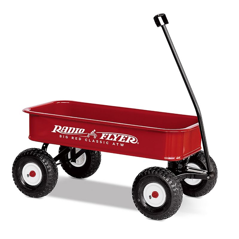 Radio Flyer 1800 Big Red Classic Style Extra Long Foldable Handle All Terrain Wheels Kids All Steel Body Pull Wagon, 1 of 8
