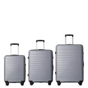 MAYEERTY 3 Piece Lightweight Luggage Set, PP Hardshell Carry on Suitcase with Spinner Wheels & TSA Lock, Gray - 20"/24"/28" - 1 of 4