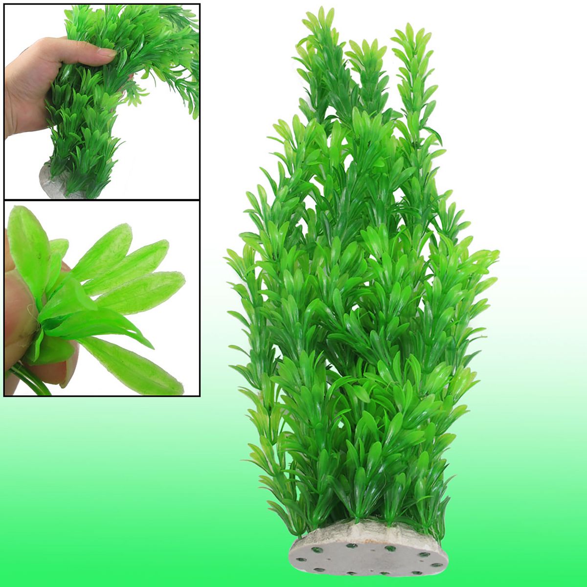 Unique Bargains Aquarium Fish Tank Plastic Leaves Underwater Plants Decoration Green 15.75" - thumbnail 2