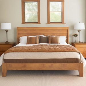 Galano Abby Serene Platform Bed with Headboard in Amber Walnut, Oslo Oak - 1 of 4