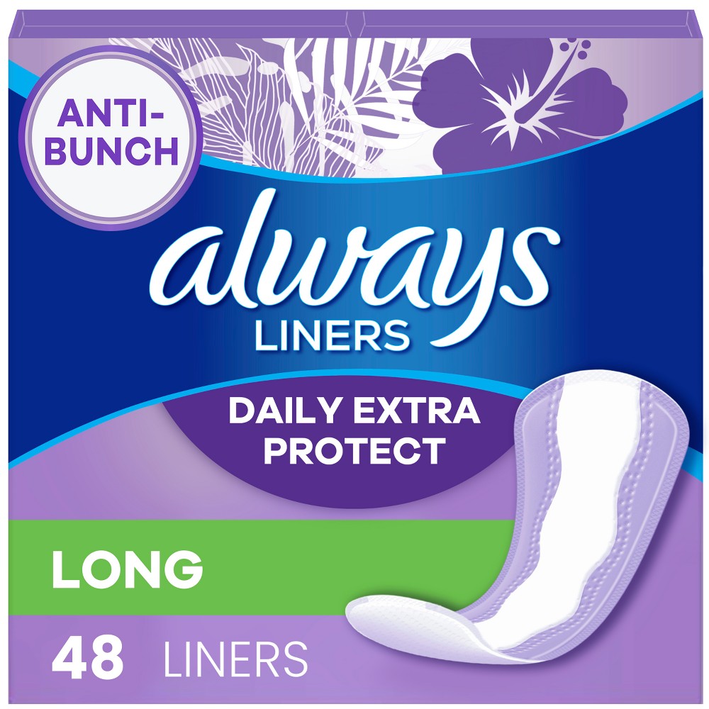 Always Dailies Extra Protection Unscented Panty Liners - Long - 48ct