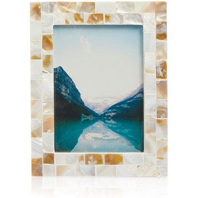 Okuna Outpost White Seashell Beach Picture Frame for 5 x 7 Inch Photos (9 x 7 x 0.43 in)