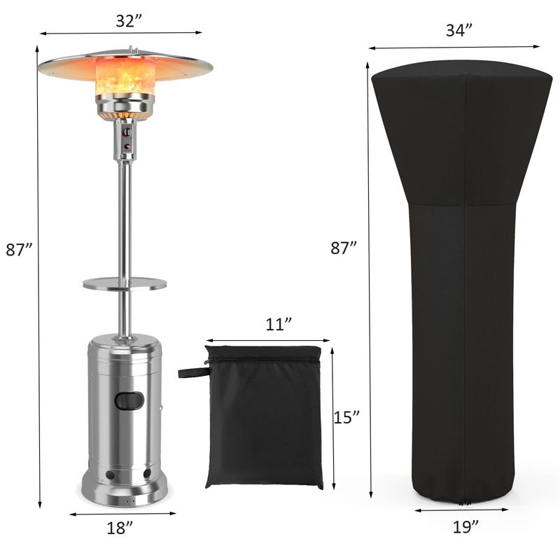 Costway 87'' Tall Patio Propane Heater 48,000 BTU W/ Cover & Table, 3 of 11