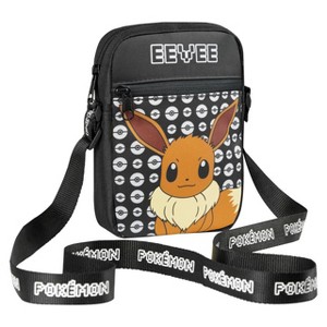Shoulder Bag Cross Body Bag for Kids - Adjustable Strap Kids Pikachu Small Travel Bag - Gamer Gifts (Black Eevee) - 1 of 4