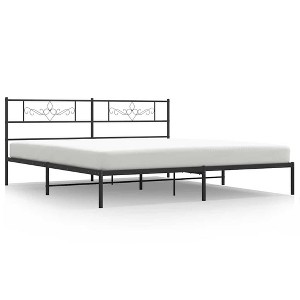vidaXL 12" Black King Size Metal Bed Frame with Headboard No Mattress - 1 of 4