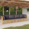 vidaXL Patio Furniture Set 4 Piece, Outdoor Sectional Sofa with Cushions, Patio Lounge Set for Garden Lawn Backyard, Solid Wood Teak - 2 of 4