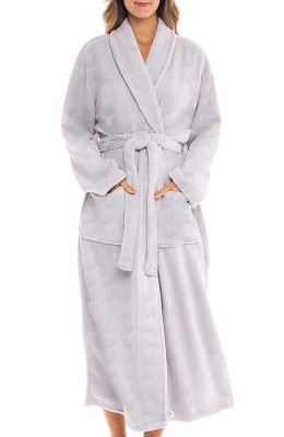 Adr Women's Classic Winter Robe, Plush Fleece Bathrobe Light Gray Small ...