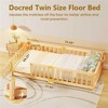 DoCred Toddler Floor Bed for Kids, Wood Floor Bed w/Slats & Fence for Girls and Boys, Montessori Bed Frame - 2 of 4