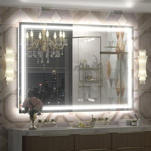 Apmir Super Bright 192 LEDs/m Front LED Lighted Anti-Fog Tempered Glass Bathroom/Vanity Mirror with ETL & 3-Year Warranty - 1 of 4