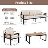 Outdoor 4-Piece Patio Seating Set, Seating Set with Acacia Wood Armrest Chairs and Coffee Table, Iron Chairs with Polyester Cushions–Cuddlewood - 4 of 4