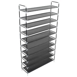 vidaXL Shoe Rack Black Metal and non-woven fabric Tall Lightweight - 1 of 4